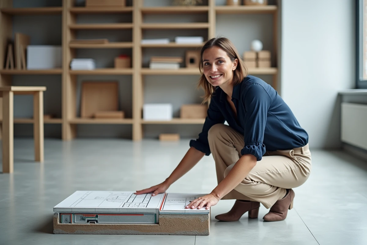 Architecte examinant un &eacute;chantillon de sol avec chauffage int&eacute;gr&eacute;