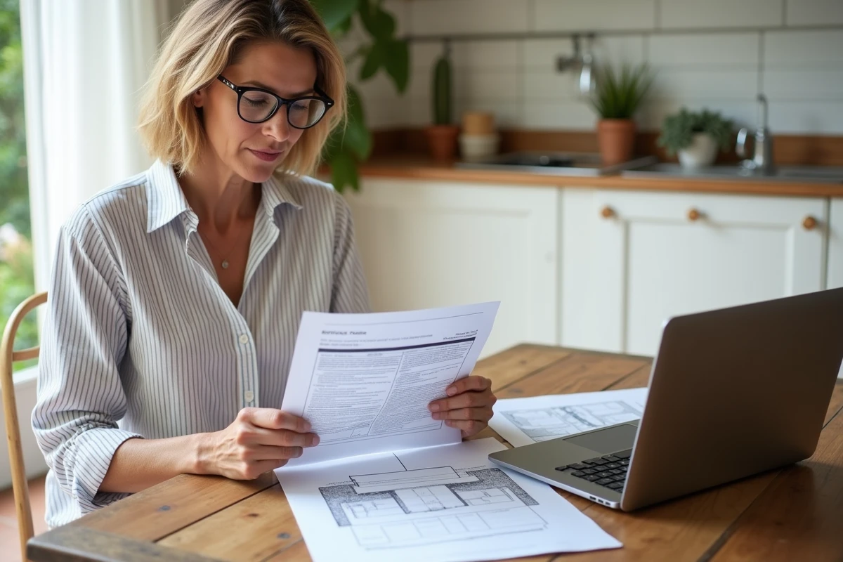 Propriétaire étudiant les règles fiscales et les seuils de surface de piscine non imposable sur des documents officiels