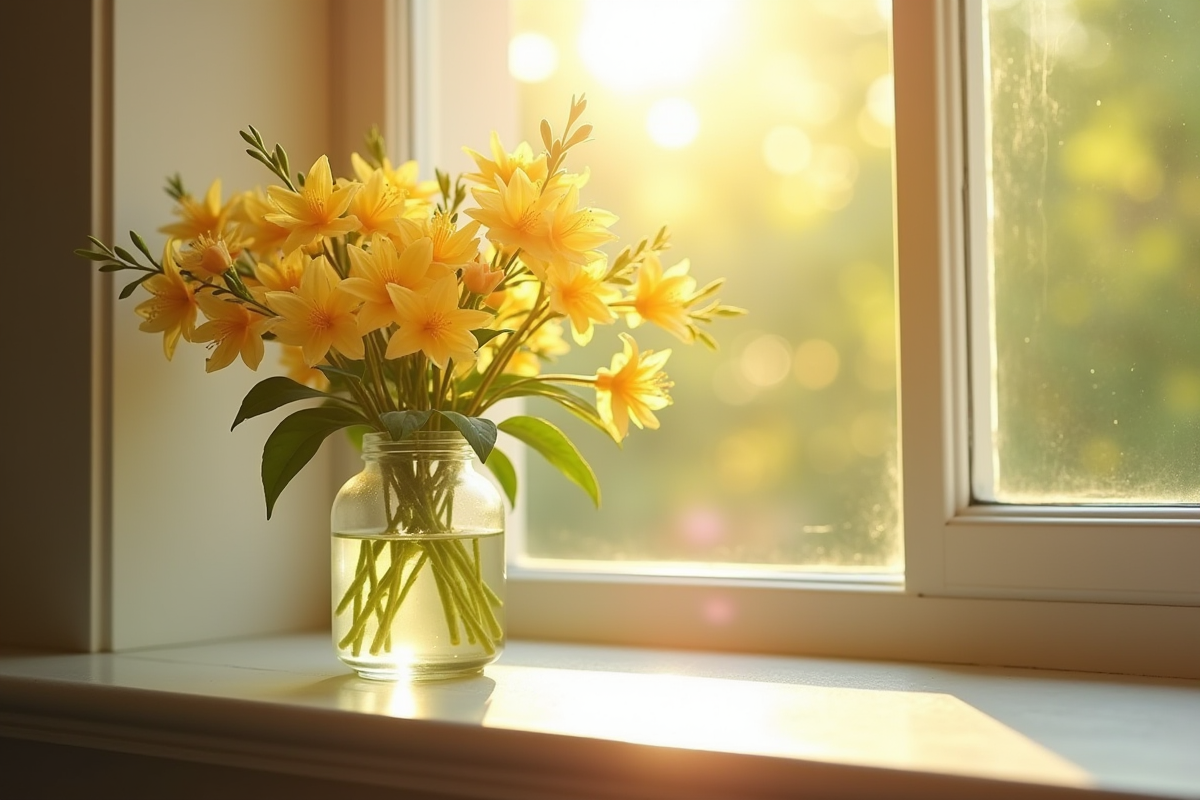 Fleurs de chèvrefeuille dans un verre d