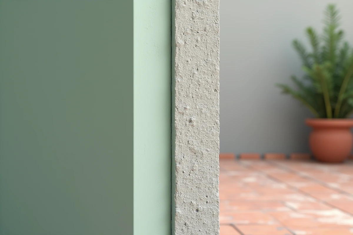Comparaison entre mur en parpaing brut gris et mur en parpaing peint en vert sauge pour choisir la couleur extérieure
