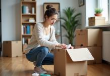 Vider les cartons : conseils pour se débarrasser efficacement Femme organisée triant des objets dans un appartement