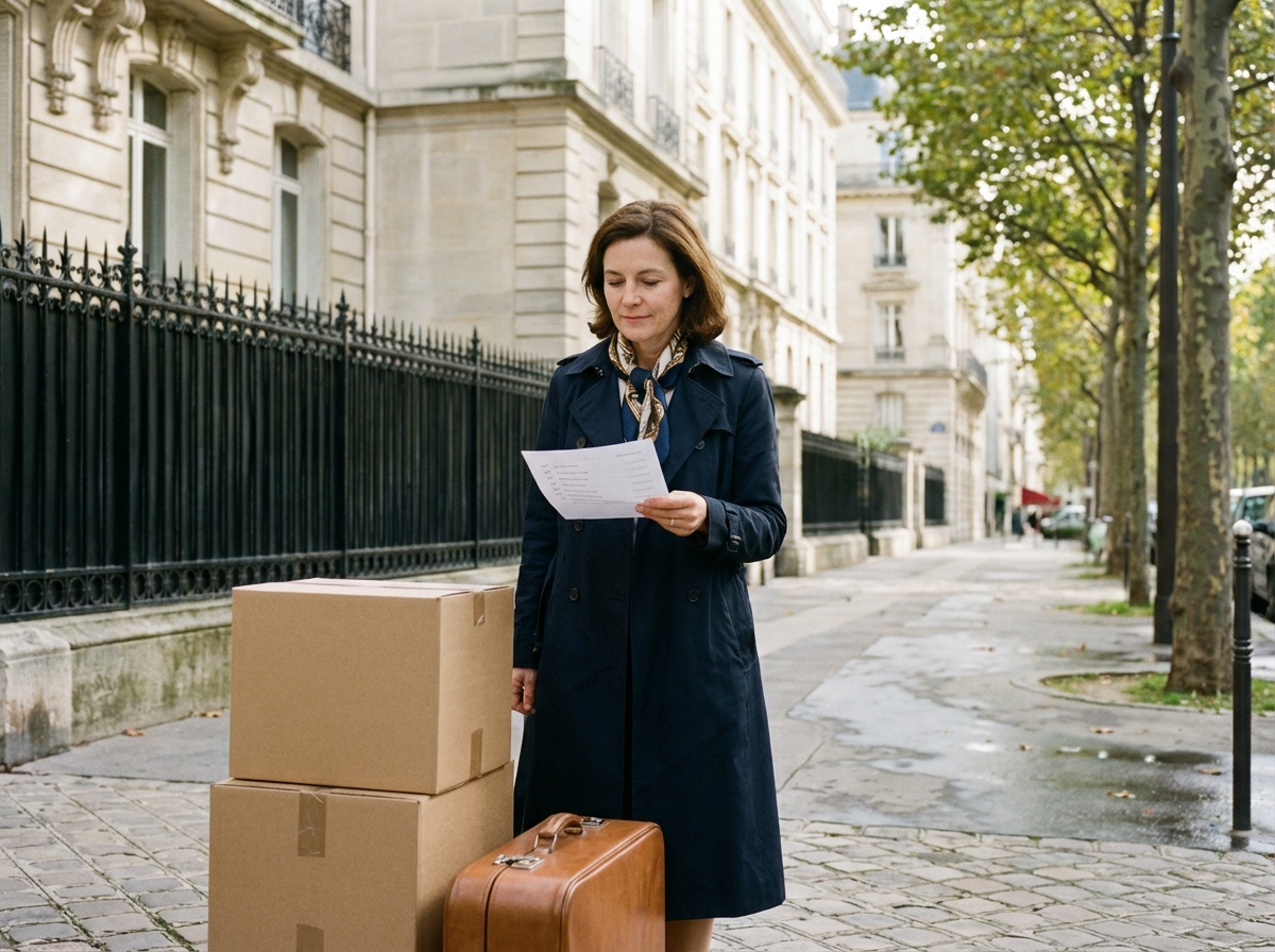 Femme en trench et écharpe à Paris dans le 16e