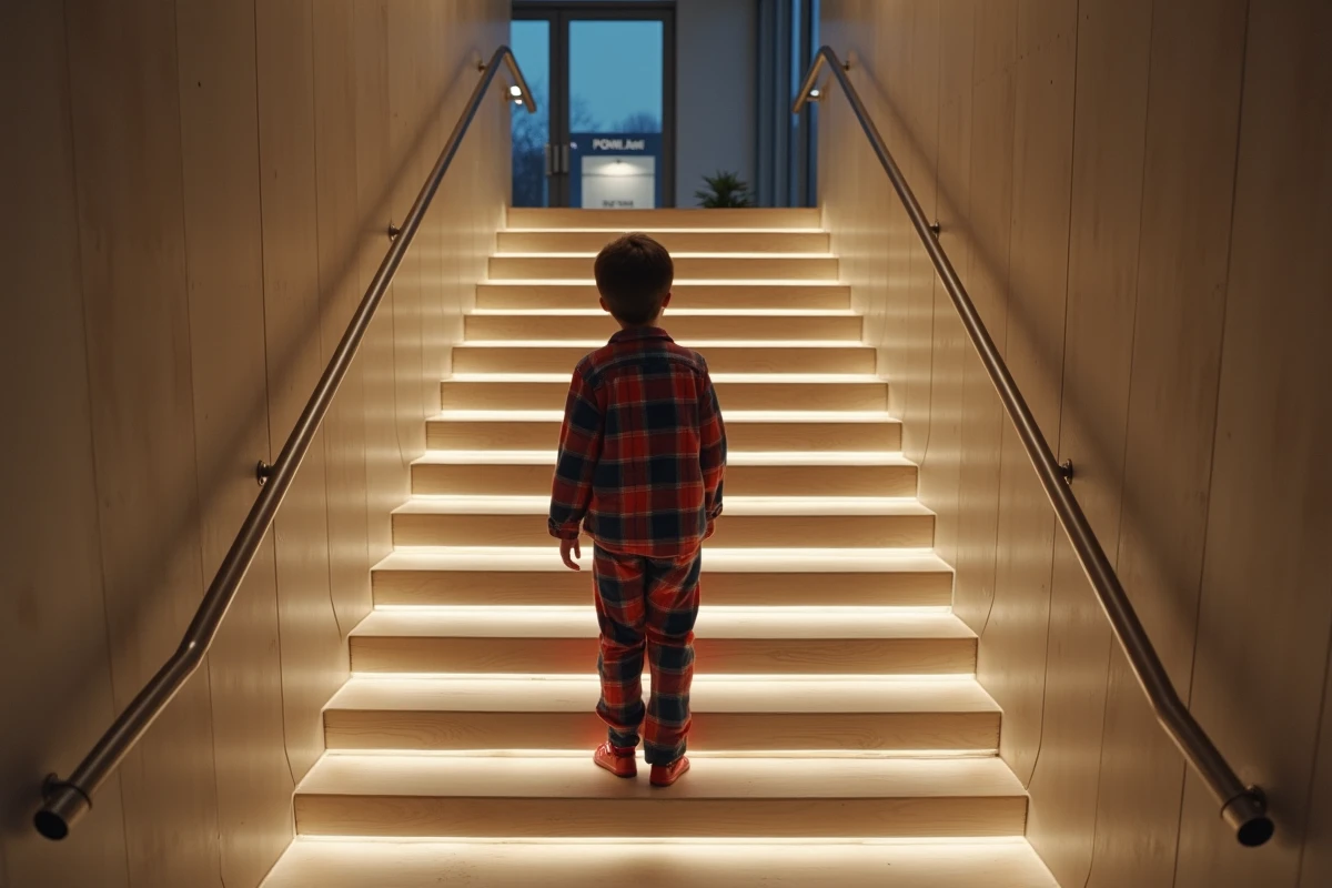 Gar&ccedil;on en pyjama flanelle observe l