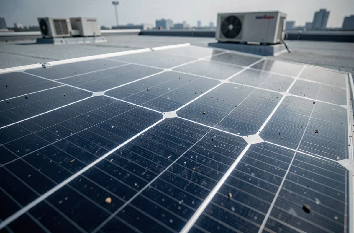 Gros plan sur les cellules en silicium et les bus-bars d'un panneau solaire photovoltaïque