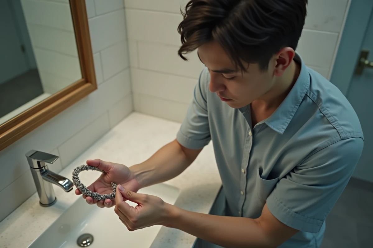 Jeune homme nettoyant un bracelet en argent oxydé