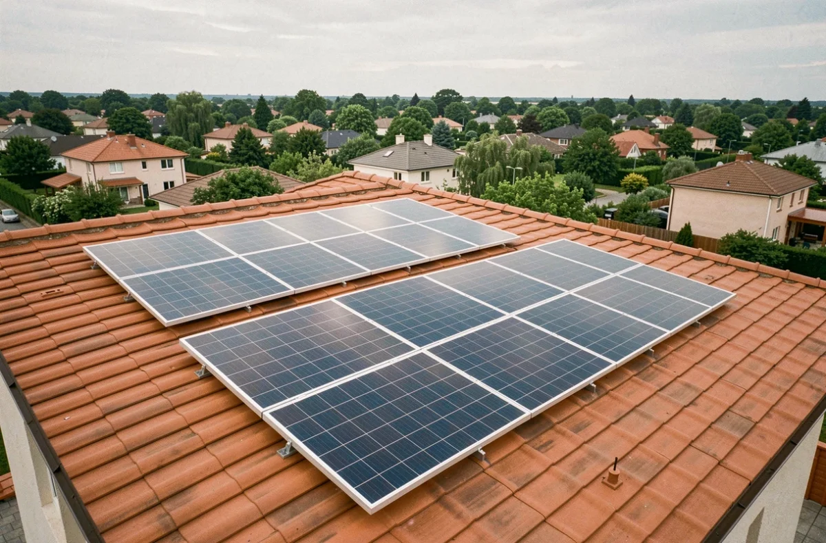 Kit solaire autoconsommation 4000W installé sur un toit de maison individuelle avec panneaux monocristallins