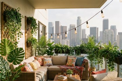 plantes artificielles sur balcon