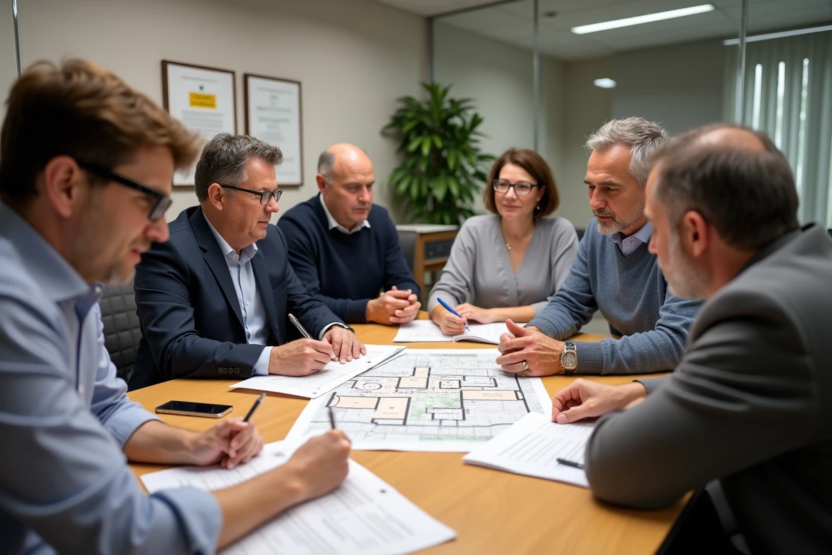 Réunion de copropriétaires et syndic autour d'un plan de traitement coordonné contre les nuisibles