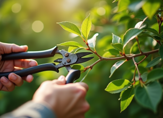Comment prolonger la vie de votre chèvrefeuille grâce à la bouture ? Mains de jardinier taillant un chèvrefeuille sain en plein jour